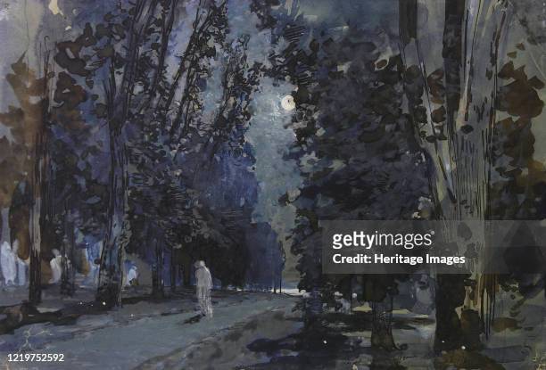 The shadows. Moonlight night, 1880s. Found in the Collection of Armenian National Gallery, Yerevan. Artist Levitan, Isaak Ilyich .