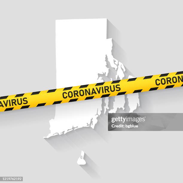 rhode island map with coronavirus caution tape. covid-19 outbreak - rhode island vector stock illustrations