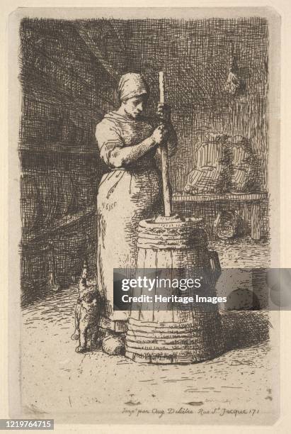 Woman Churning Butter, 1855-56. Artist Jean Francois Millet.