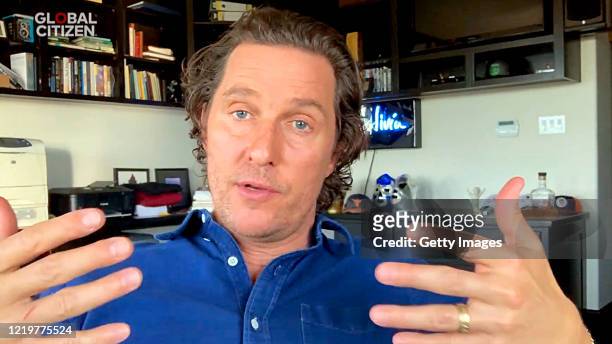 In this screengrab, Matthew McConaughey speaks during "One World: Together At Home" presented by Global Citizen on April 2020. The global broadcast...