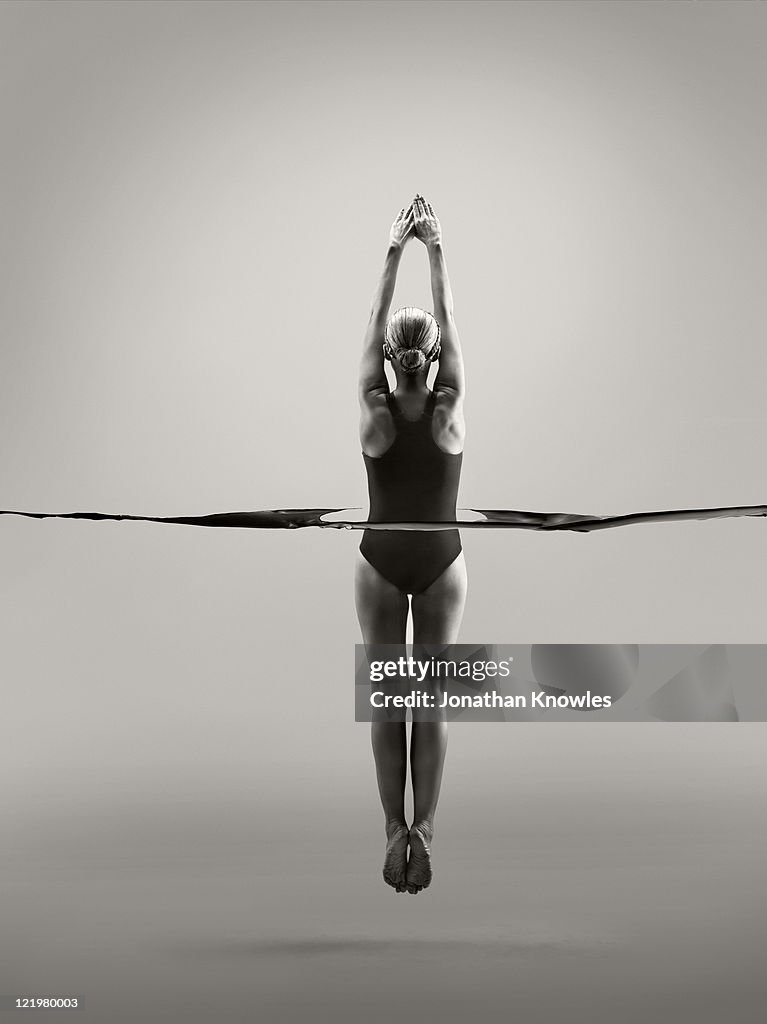 Rear view of female swimmer