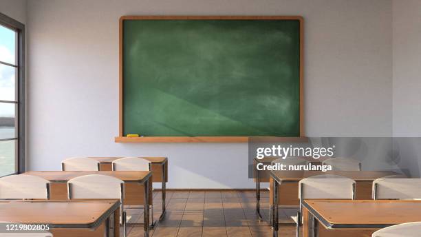 empty classroom, pandemic concept - quadro de giz imagens e fotografias de stock