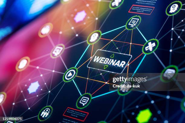 webinar services presentation and infographics - mobile app design template stock pictures, royalty-free photos & images