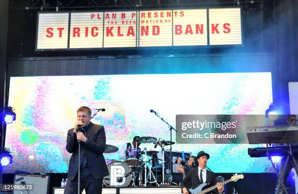 Ben Drew of Plan B performs on stage at the V Festival in Hylands Park on August 20, 2011 in Chelmsford, United Kingdom.