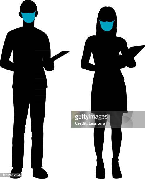 secretaries wearing masks - skirt stock illustrations