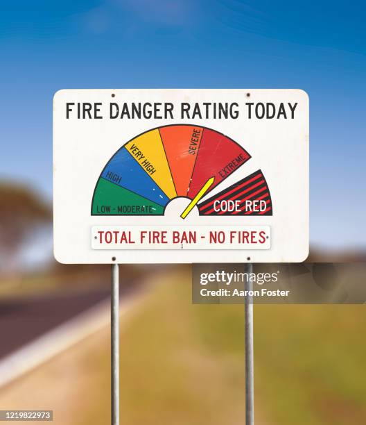 Fire Rate Sign Fire Danger Rating Sign Stock-Fotos und Bilder - Getty Images