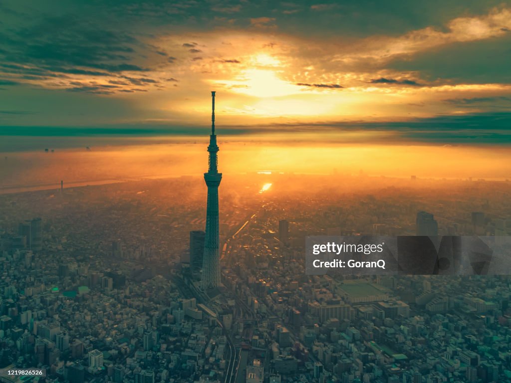 Sunrise cityscape of Tokyo at dawn, Japan