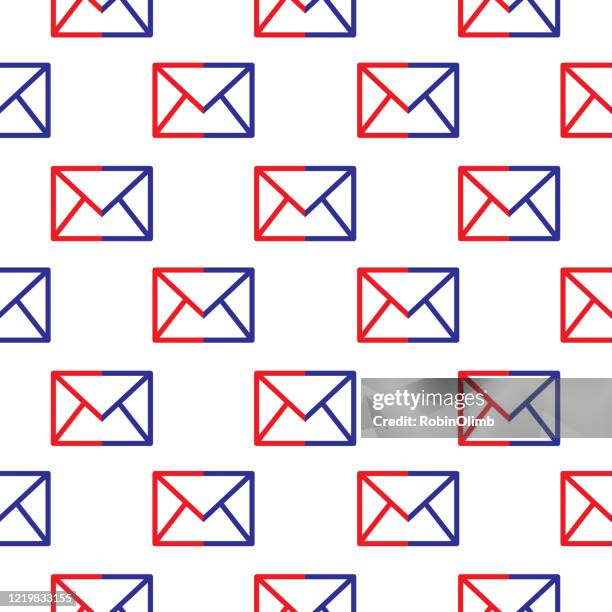 red and blue envelopes seamless pattern - white envelope stock illustrations