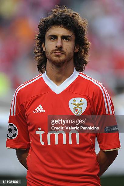 Pablo Aimar of SL Benfica looks on prior to the UEFA Champions League play-off second leg match between SL Benfica and FC Twente at Estadio da Luz on...