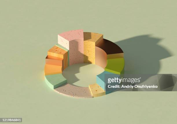 multicolored donut/pie chart - finance and economy imagens e fotografias de stock