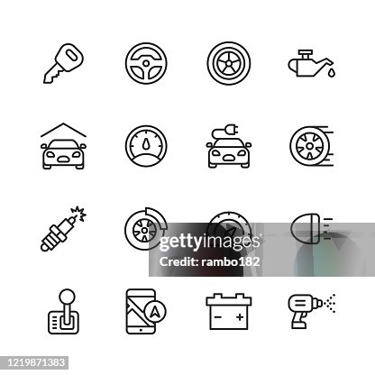 汽車服務和自動維修店線圖示。可編輯描邊。圖元完美。適用於行動和 Web。包含諸如汽車事故,機械,方向盤,輪胎,車輪,汽車油,車庫,測速儀,汽車鏡子,導航,電池等圖示。 汽車服務和自動維修店線圖示。可編輯描邊。圖元完美。適用於行動和 Web。包含諸如汽車事故,機械,方向盤,輪胎,車輪,汽車油,車庫,測速儀,汽車鏡子,導航,電池等圖示。
