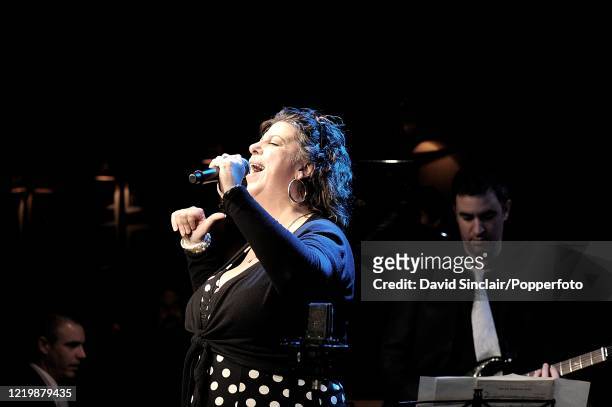English singer and pianist Liane Carroll performs live on stage during the club's 50th birthday party at Ronnie Scott's Jazz Club in Soho, London on...