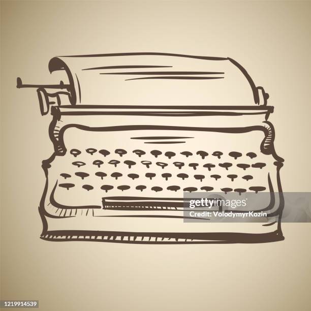 retro mechanical typewriter made in the thumbnail style - printing press machine stock illustrations