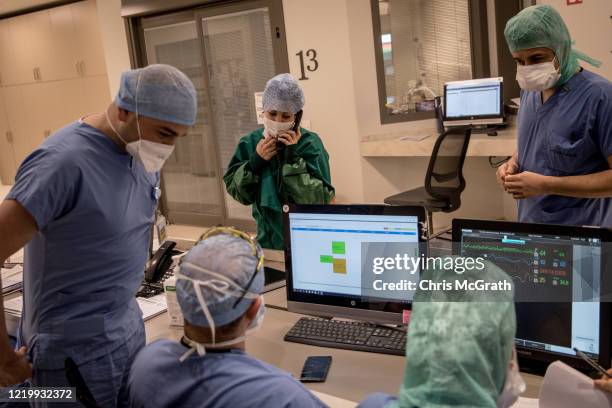 Medical staff work inside the COVID-19 dedicated ICU at the Acibadem Altunizade Hospital on April 16, 2020 in Istanbul, Turkey. Since the start of...