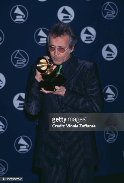 American jazz musician Herb Alpert with Grammy Trustees Award for his lifetime achievements in the recording industry, Madison Square Garden, New...