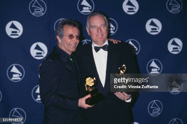 American jazz musician Herb Alpert and American recording executive Jerry Moss with their Grammy Trustees Award for their lifetime achievements in...
