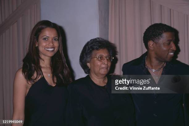 American singer, songwriter and record producer Kenneth "Babyface" Edmonds, with his mother Barbara Edmonds, and American businesswoman and...