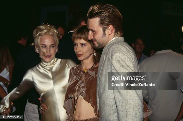 American actors Patricia Arquette, Rosanna Arquette, and David Arquette attend the "True Romance" Hollywood Premiere at Mann's Chinese Theatre in...