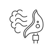 Mechanical ventilation related vector thin line icon.