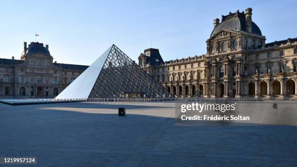 The Louvre Museum during the confinement of the French due to an outbreak of the coronavirus on April 20, 2020 in Paris, France.