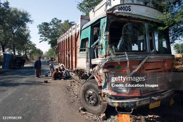 Truck road crash near Ajanta Maharashtra India.