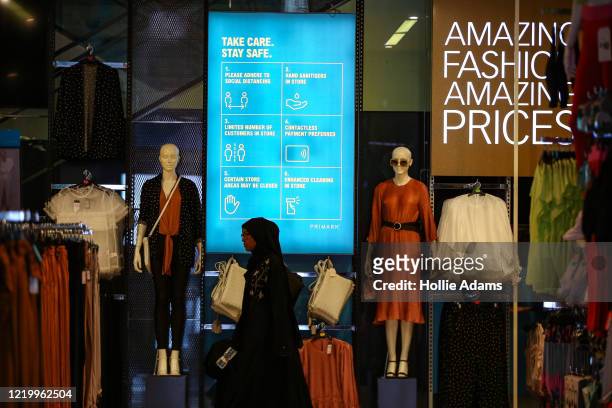 Covid-19 safety measures on display inside a Primark store on Oxford street on June 14, 2020 in London, England. Many "non-essential" shops are...