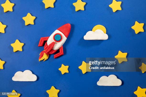space rocket with stars - child's play clay stock pictures, royalty-free photos & images