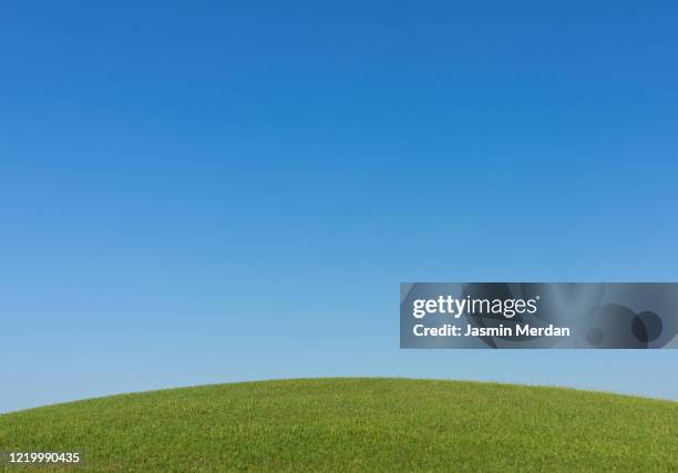 perfect meadow under blue sky - golf green stock pictures, royalty-free photos & images