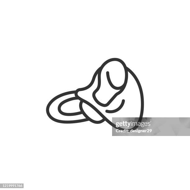 pacifier and nipple line icon vector design. - teething ring stock illustrations