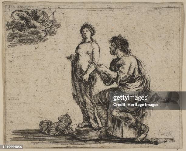Pygmalion, from 'Game of Mythology' , 1644. Artist Stefano della Bella.