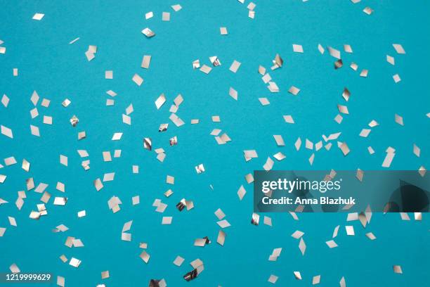 modern glitter background confetti, abstract background, glitter texture. confetti background. blue and silver. - blue confetti stockfoto's en -beelden