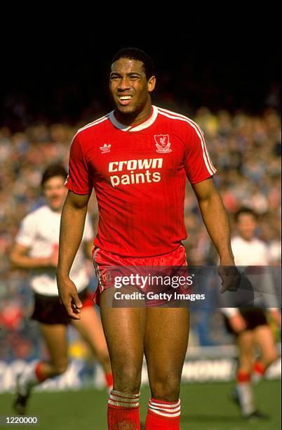 John Barnes of Liverpool in action during the FA Cup semi-final match against Nottingham Forest played at Hillsborough in Sheffield, England....