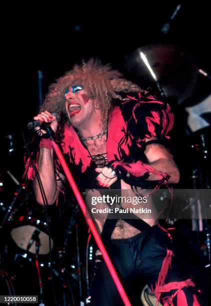 American Heavy Metal singer Dee Snider, of the group Twisted Sister, performs onstage at the Poplar Creek Music Theater, Hoffman Estates, Illinois,...