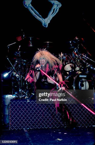 American Heavy Metal singer Dee Snider, of the group Twisted Sister, performs onstage at the Poplar Creek Music Theater, Hoffman Estates, Illinois,...