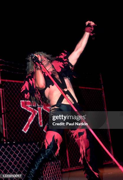 American Heavy Metal singer Dee Snider, of the group Twisted Sister, performs onstage at the Poplar Creek Music Theater, Hoffman Estates, Illinois,...