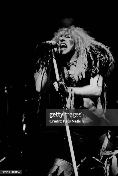 American Heavy Metal singer Dee Snider, of the group Twisted Sister, performs onstage at the Poplar Creek Music Theater, Hoffman Estates, Illinois,...