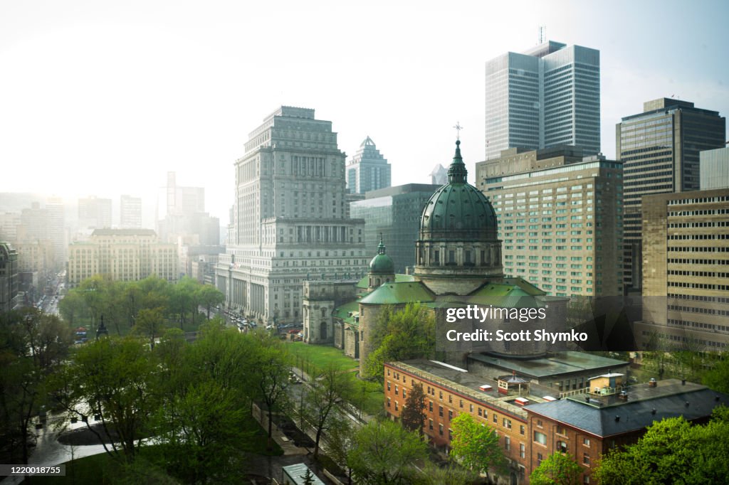 Rain storm passes through downtown Montreal, Quebec