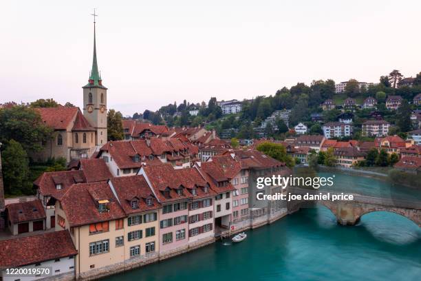 early sunrise, nydeggkirche, untertorbrücke, bern, switzerland - berne canton stock pictures, royalty-free photos & images