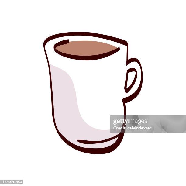coffee mug cartoon illustration - matcha tea stock illustrations