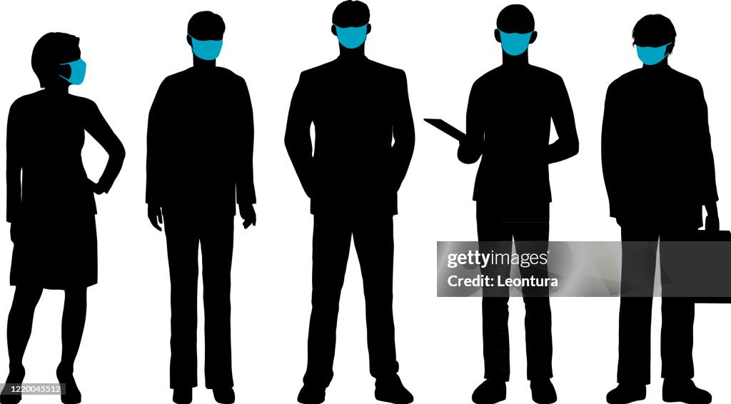 Business Group with Face Masks
