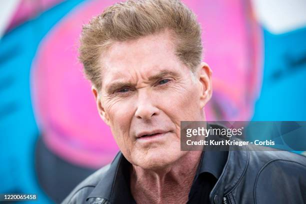 David Hasselhoff photographed at the 'Up Against The Wall - Mission Mauerfall' photo call at the East Side Gallery on September 17, 2019 in Berlin,...