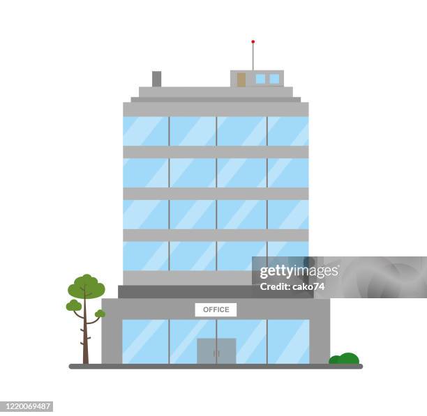 business building flat design - corporate office stock illustrations