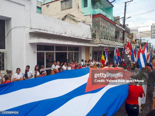 cuban pioneers celebrate jose marti, santa clara, cuba - cuba protest stock pictures, royalty-free photos & images