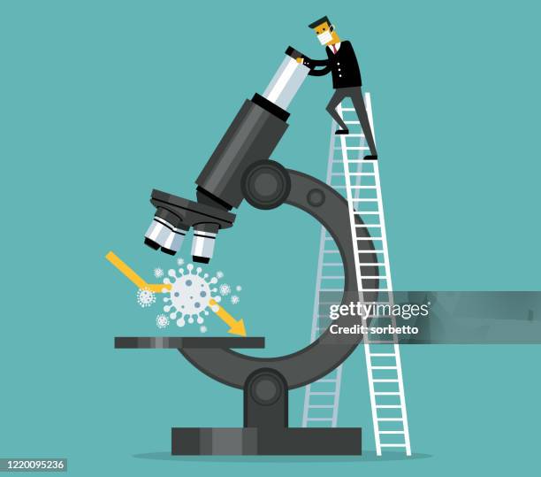 global pneumonia virus - microscope - needs analysis stock illustrations