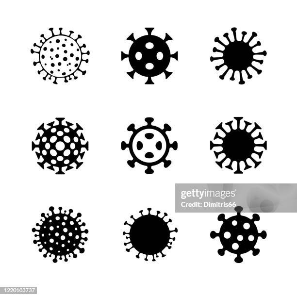 illustrations, cliparts, dessins animés et icônes de ensemble d’icônes vectorielles de coronavirus - infection virale