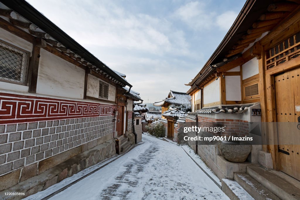 Winter Landscape of Bukchon Hanok Village, Seoul, South Korea