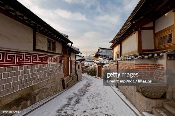 Winter Landscape Of Bukchon Hanok Village Seoul South Korea High-Res Stock Photo