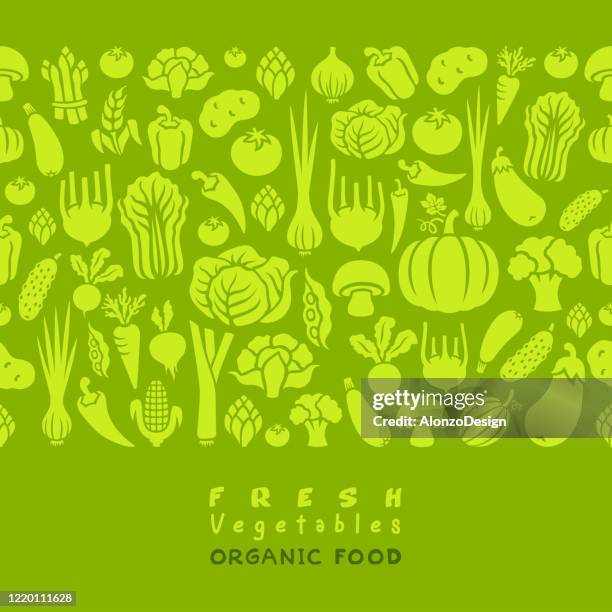 stockillustraties, clipart, cartoons en iconen met naadloos patroon van groenten. - vegetarian food