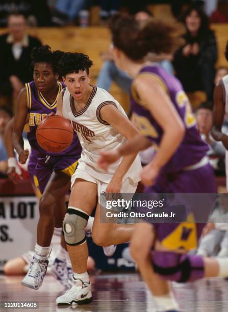 Rachel Hemmer, Forward for the University of Stanford Cardinal dribbles with the ball during the NCAA Pac-10 Conference college basketball game...