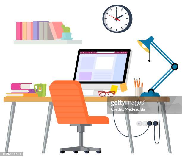 home office - büro stock-grafiken, -clipart, -cartoons und -symbole
